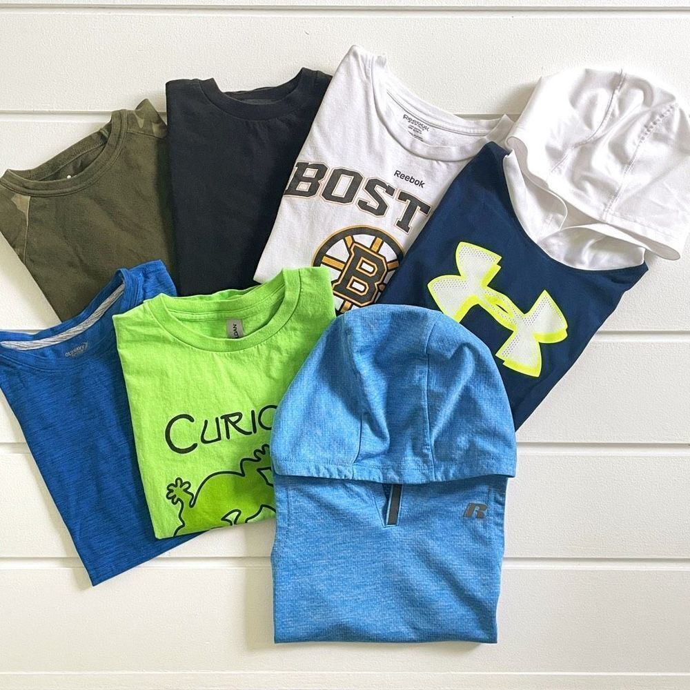 Old Navy UA Russell Gildan Reebok Circo Boy's Tops Bundle of 7 Sizes S-L